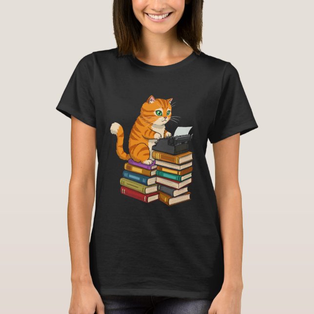 Cat Writer Funny Published Author Library Kitten C T-Shirt (Front)