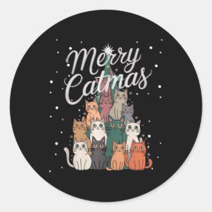 Cat Xmas Tree Cats Christmas Tree Marry Catmas  Classic Round Sticker