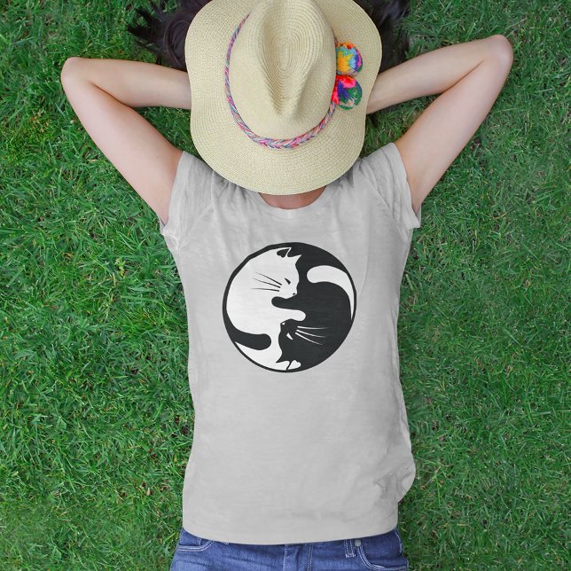 Cat Yin and Yang Black and White T-Shirt (Creator Uploaded)