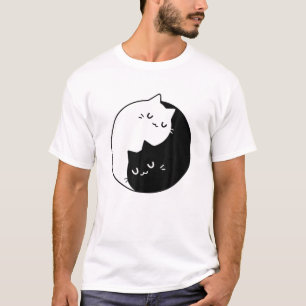Cat Yin Yang Funny Cartoon Kitten Pet Lovers T-Shirt
