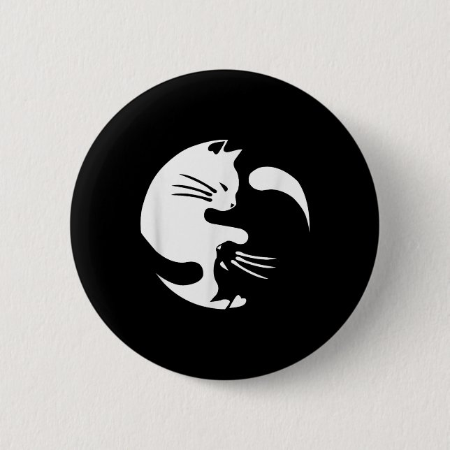 Cat Yin Yang Peace Loving Interconnected Gift Idea 2 Inch Round Button (Front)