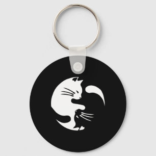 Cat Yin Yang Peace Loving Interconnected Gift Idea Keychain