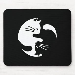 Cat Yin Yang Peace Loving Interconnected Gift Idea Mouse Pad