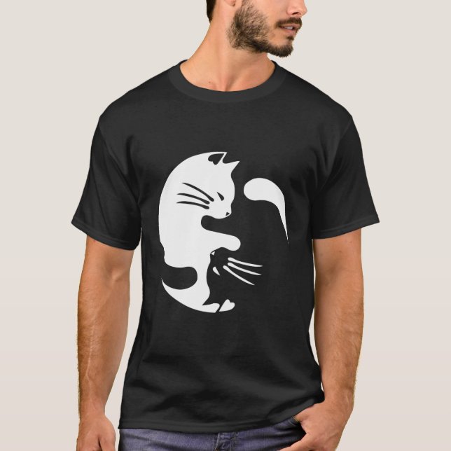 Cat Yin Yang Peace Loving Interconnected T-Shirt (Front)