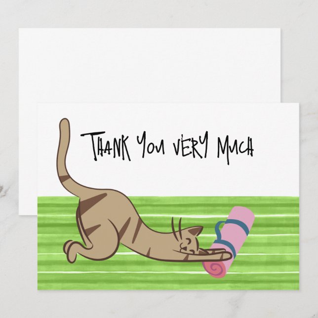 Cat Yoga Carte de remerciements pour amoureux de l (Devant / Derrière)