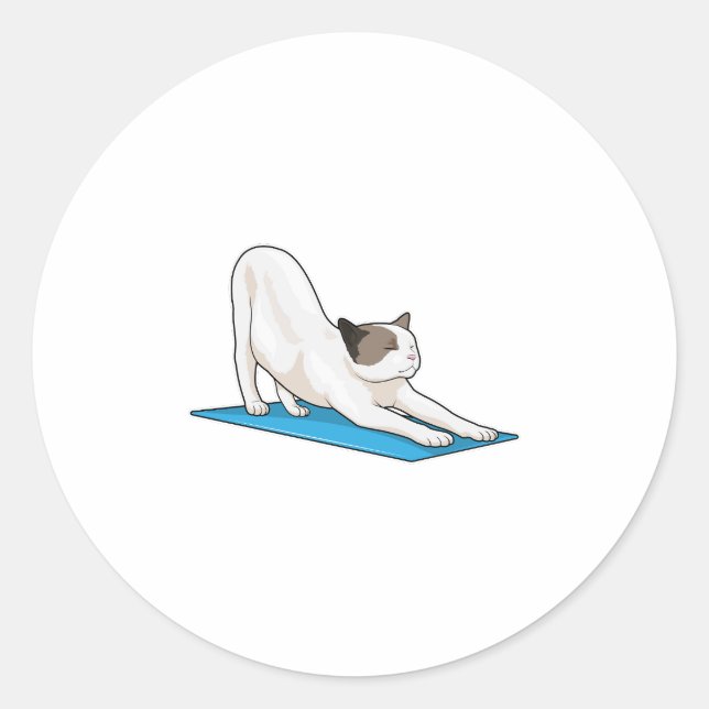 Cat Yoga Meditation Fitness Classic Round Sticker (Front)
