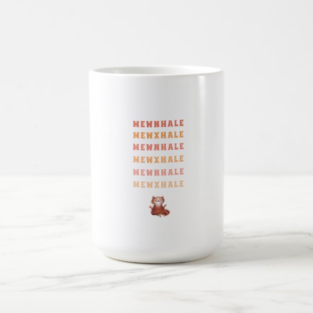 Cat Yoga Meditation Stress Relief Inhale Exhale Coffee Mug (Center)