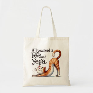 Cat Yoga Pose -All You Need Is Love and Yoga Tote Bag
