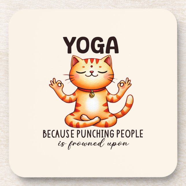 Cat Yoga Pose - Funny Yoga Coaster (Front)