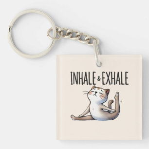 Cat Yoga Pose - Inhale & Exhale Keychain