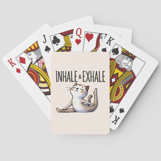 Cat Yoga Pose - Inhale & Exhale Playing Cards (Back)