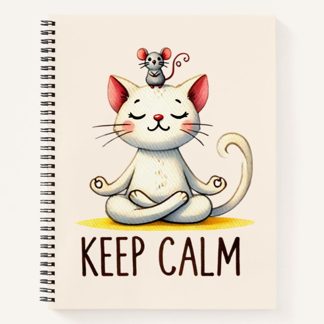 Cat Yoga Pose - Keep Calm Notebook (Front)