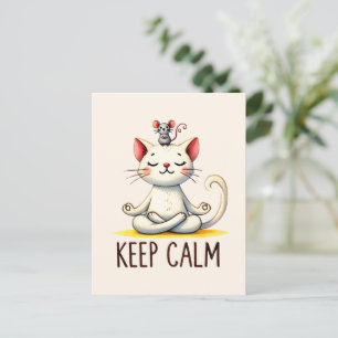 Cat Yoga Pose - Keep Calm Postcard
