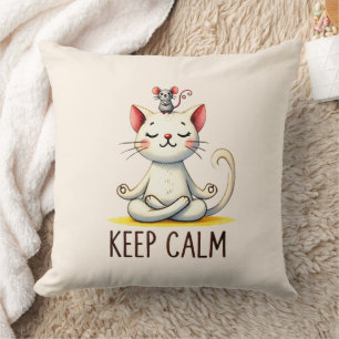 Cat Yoga Pose - Keep Calm Throw Pillow