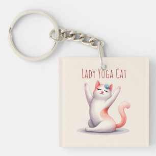 Cat Yoga Pose - Lady Yoga Cat Keychain