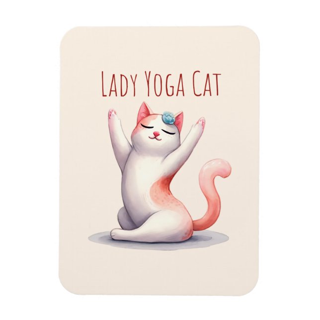 Cat Yoga Pose - Lady Yoga Cat Magnet (Vertical)