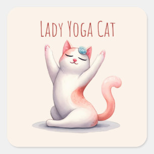 Cat Yoga Pose - Lady Yoga Cat Square Sticker