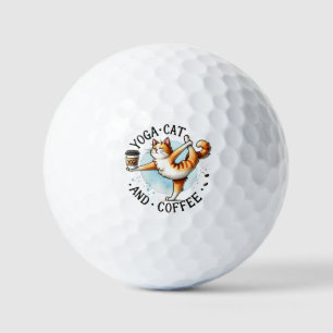 Cat Yoga Pose - Yoga Cat and Coffee Golf Balls