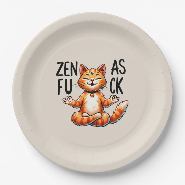 Cat Yoga Pose - Zen Paper Plate (Front)