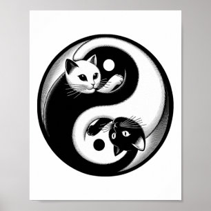 Cat Yoga Tai Chi Mandala Zen Yin Yang  Poster