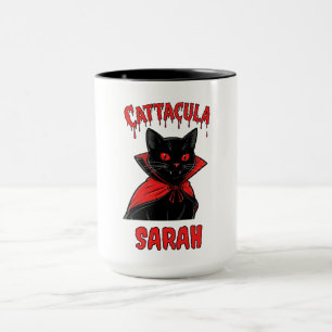 Catacula Black Vampire Cat Halloween Tri-Blend Shi Mug