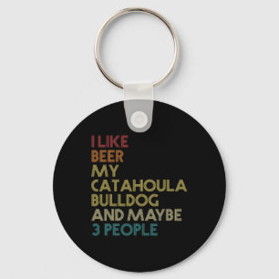 Catahoula Bulldog Dog Owner Beer Lover Quote Vinta Keychain