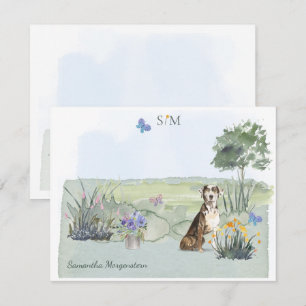Catahoula Hound Dog Butterfly Monogram and Name Card