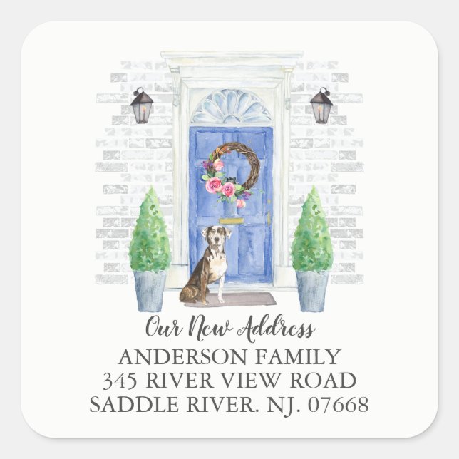 Catahoula Leopard Blue Door New Address Label (Front)