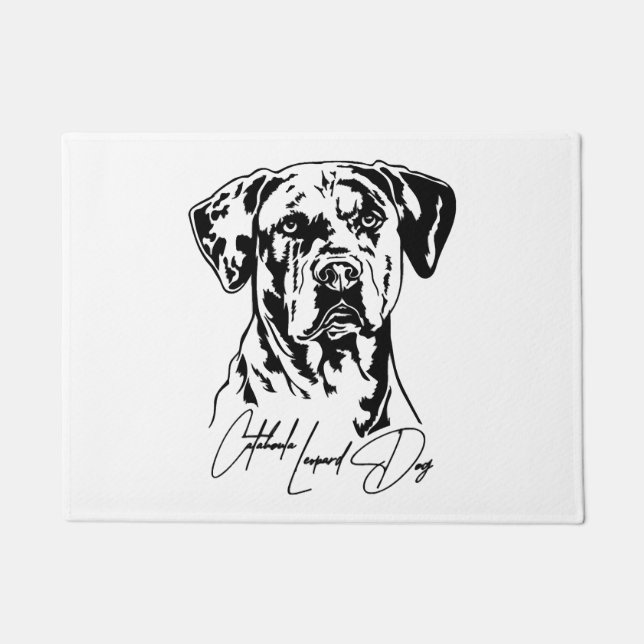 Catahoula Leopard Dog Portrait dog mom Wilsigns Doormat (Front)