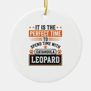 Catahoula Leopard Dog Vintage Time Shirt Design_1 Ceramic Ornament