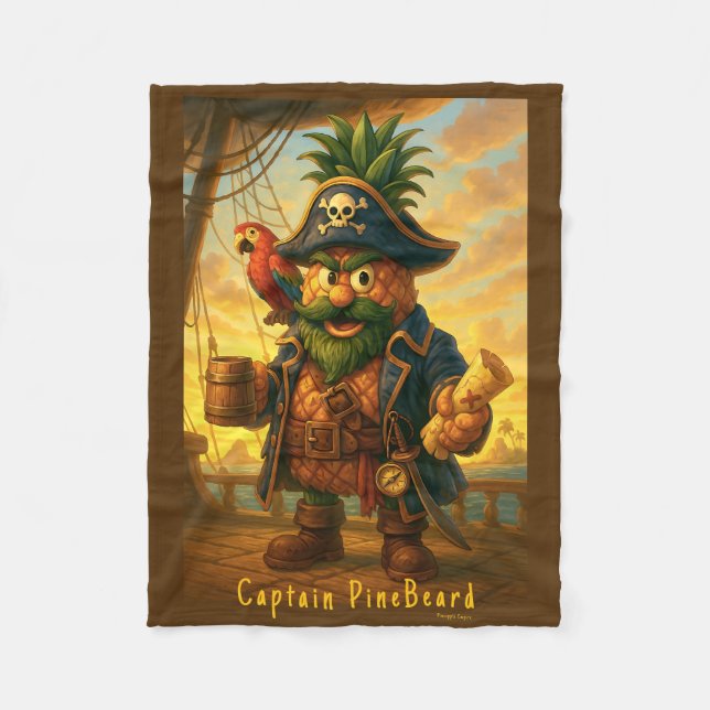 Catain PineBeard - Pineapple Empire Fleece Blanket (Front)