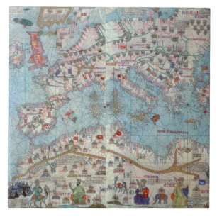 Catalan Atlas: Detail of North Africa and Europe, Tile