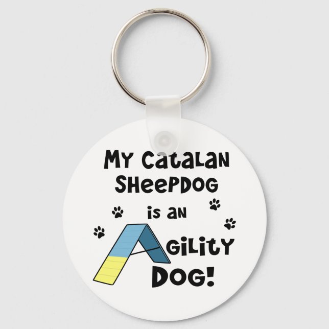 Catalan Sheepdog Agility Dog Keychain (Front)