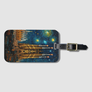 Catalan Starry Night Gaudí Meets Van Gogh Luggage Tag