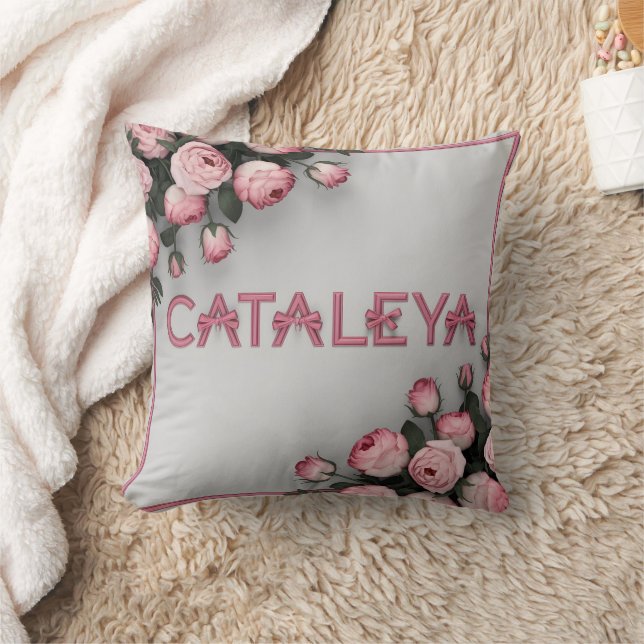 CATALEYA Embroidered Rose Throw Pillow & Blanket (Blanket)