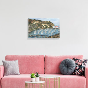 Catalina Island, CA  Watercolor Painting on Canvas Print