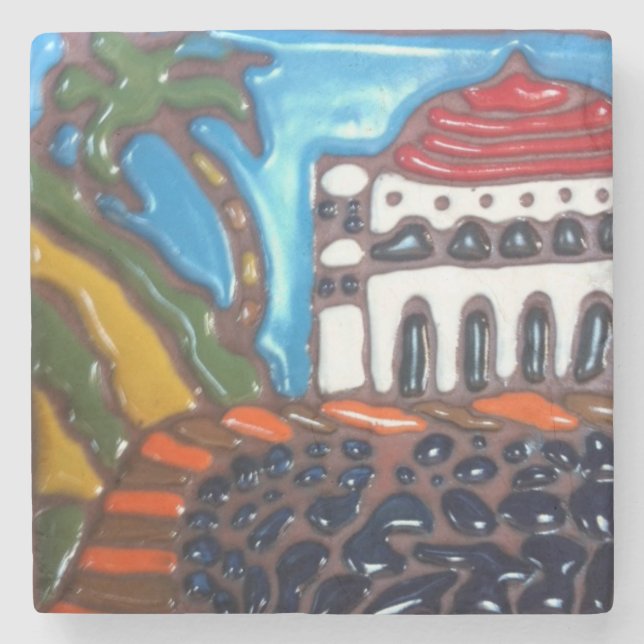 Catalina Island Casino Tile coaster By J.Titchenal (Front)
