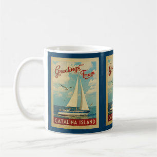Catalina Island Sailboat Vintage Travel California Coffee Mug