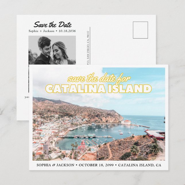 Catalina Island Save the Date Wedding Postcard (Front/Back)