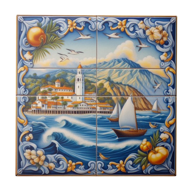 Catalina Island Tile- Ornate-2 sizes Tile (Front)