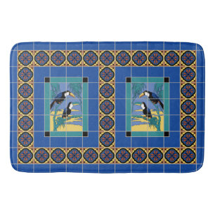 Catalina Island Tile Toucans Design Bath Mat