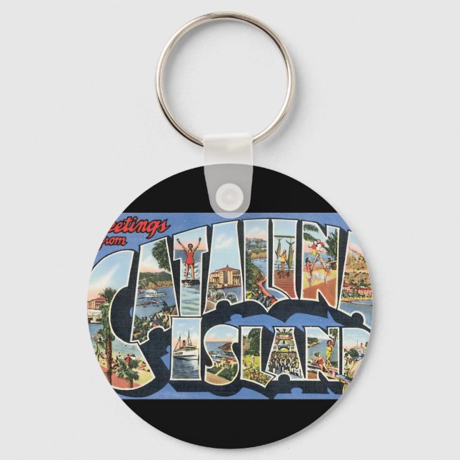 Catalina Island_Vintage Travel Poster Artwork Keychain (Front)
