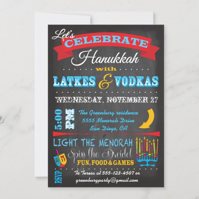 Catalogue Hanoukka Latkes & Vodkas Invitations (Devant)