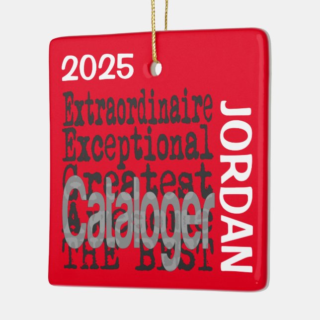 Cataloguer Extraordinaire CUSTOM Ceramic Ornament (Left)