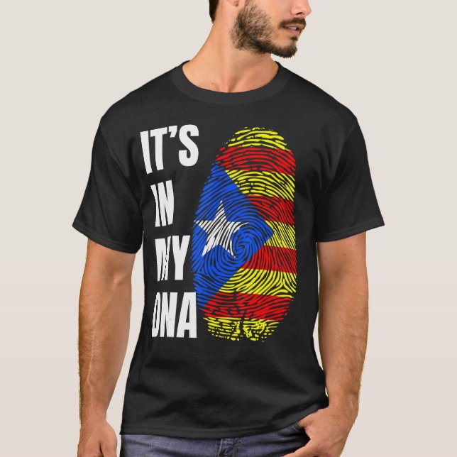 Catalonia Fingerprint DNA Biometry Flag Estelada B T-Shirt (Front)