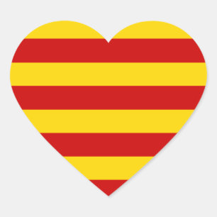 Catalonia Flag Sticker, Heart, La Senyera, Catalan Heart Sticker