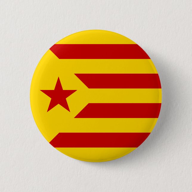 Catalonia Red Starred Flag 2 Inch Round Button (Front)