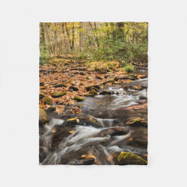 Cataloochee Creek NC Great Smoky Mountains Fleece Blanket (Front)