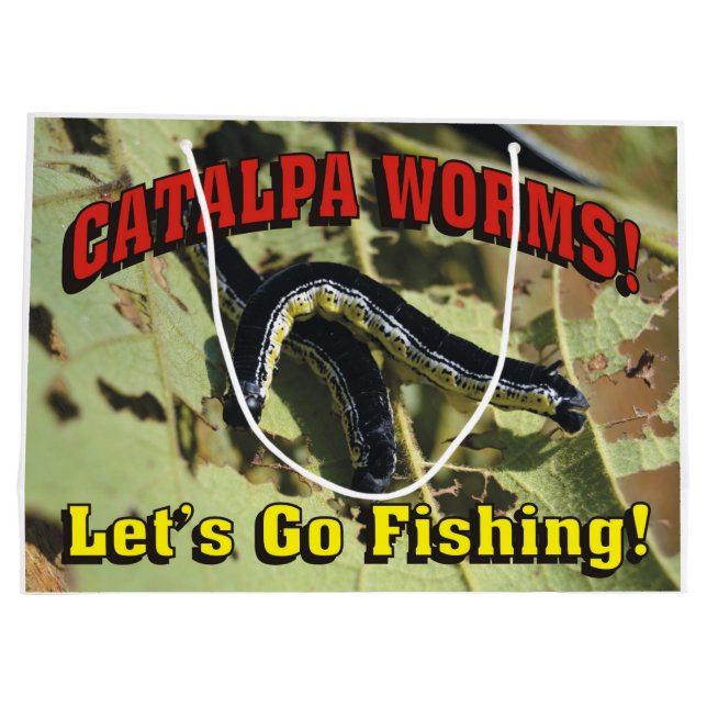 Catalpa Worms! Let's Go Fishing! Large Gift Bag (Back)
