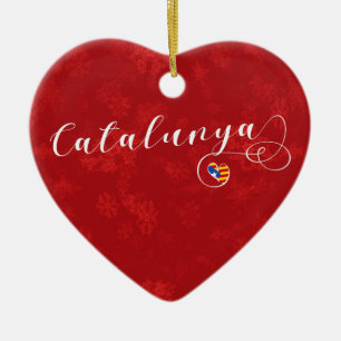 Catalunya Heart, Christmas Tree Ornament, Catalan Ceramic Ornament